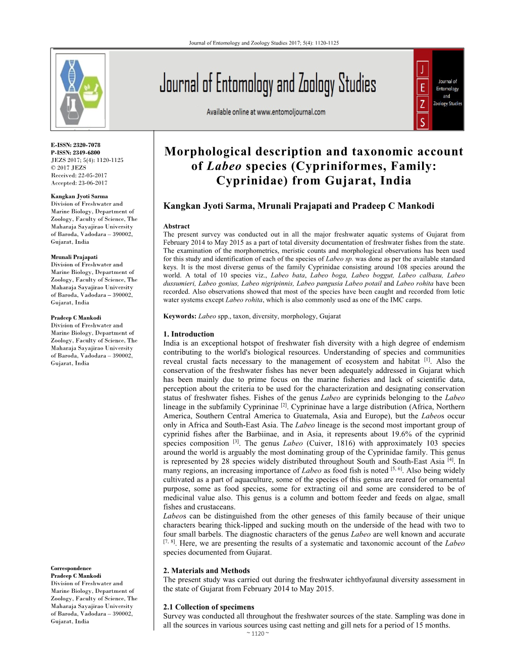 Morphological Description and Taxonomic Account of Labeo Species