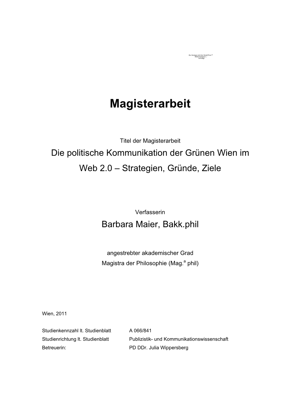 Magisterarbeit