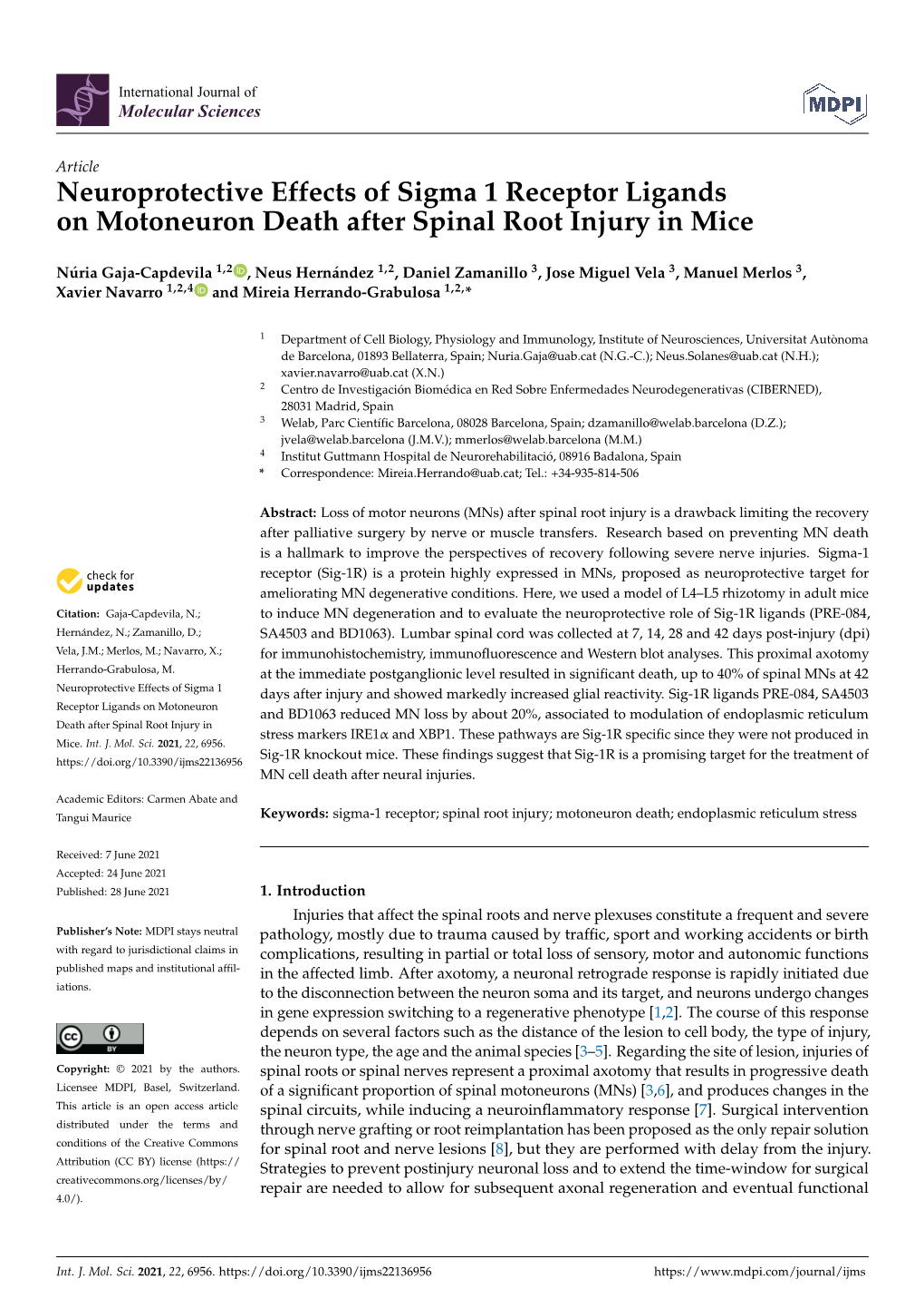 Neuroprotective Effects of Sigma 1 Receptor Ligands on Motoneuron Death After Spinal Root Injury in Mice