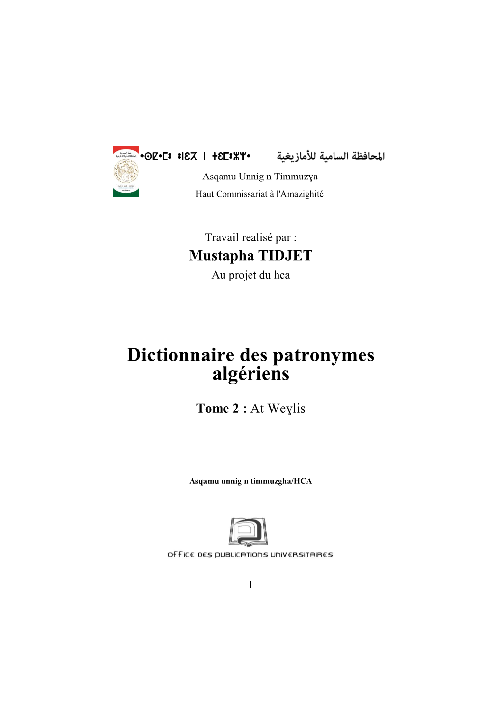 Dictionnaire Des Patronymes Algériens