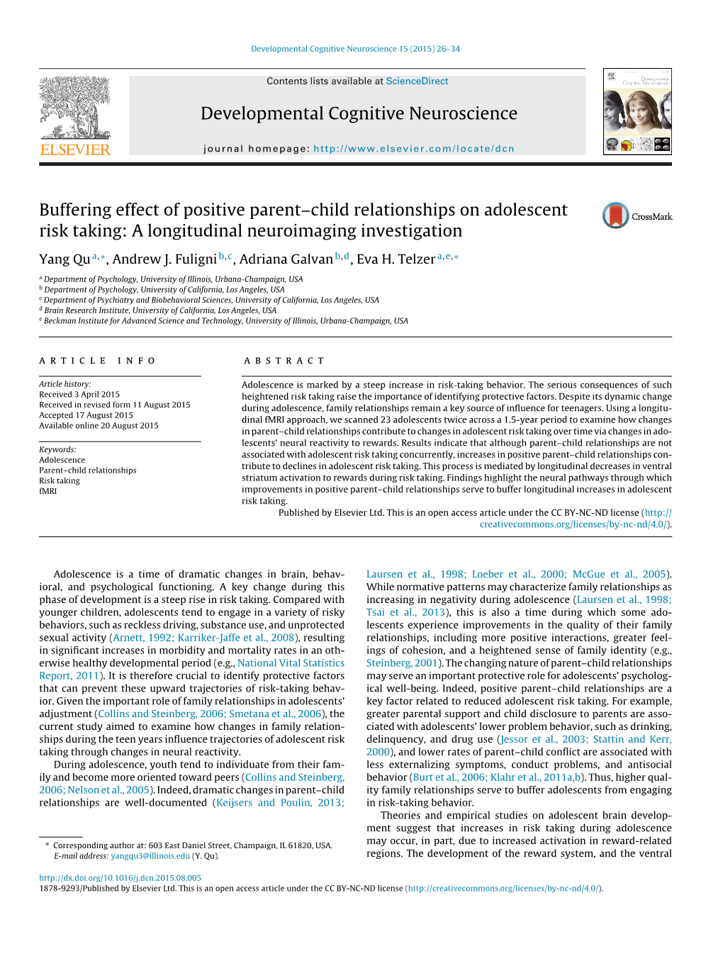 Buffering Effect of Positive Parent–Child Relationships on Adolescent Risk Taking