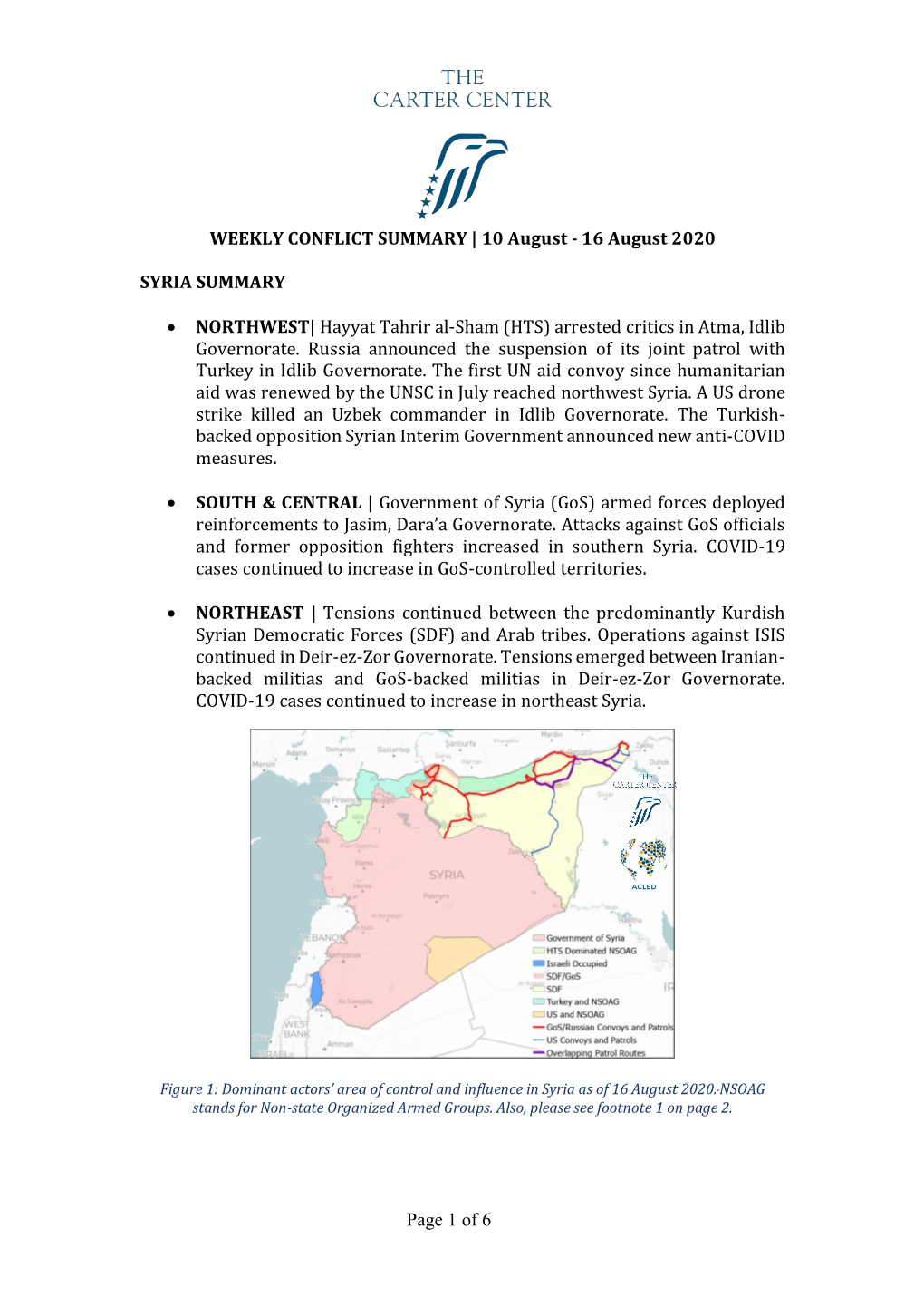 WEEKLY CONFLICT SUMMARY | 10 August - 16 August 2020