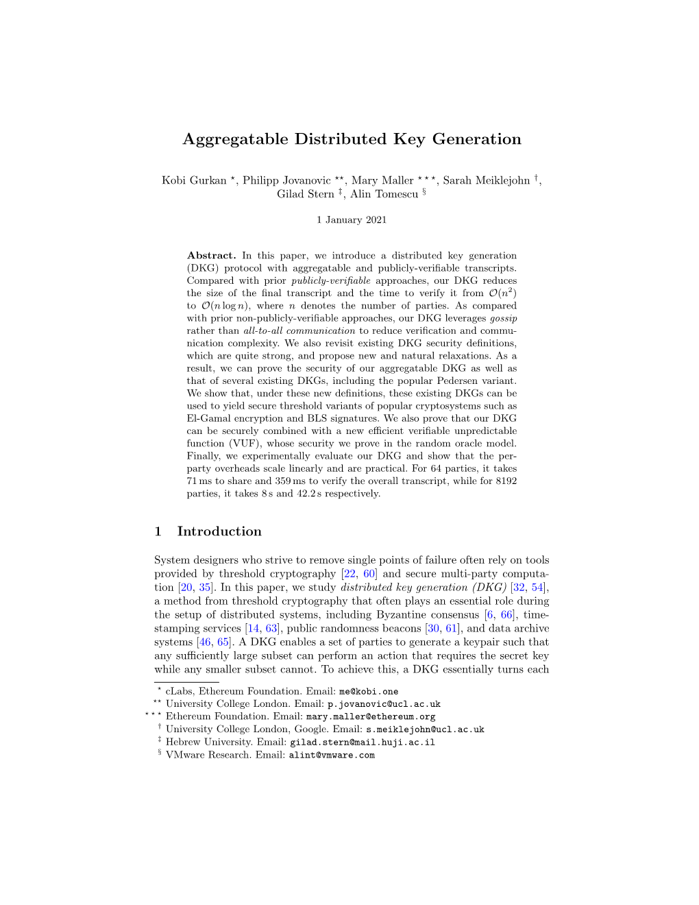 Aggregatable Distributed Key Generation