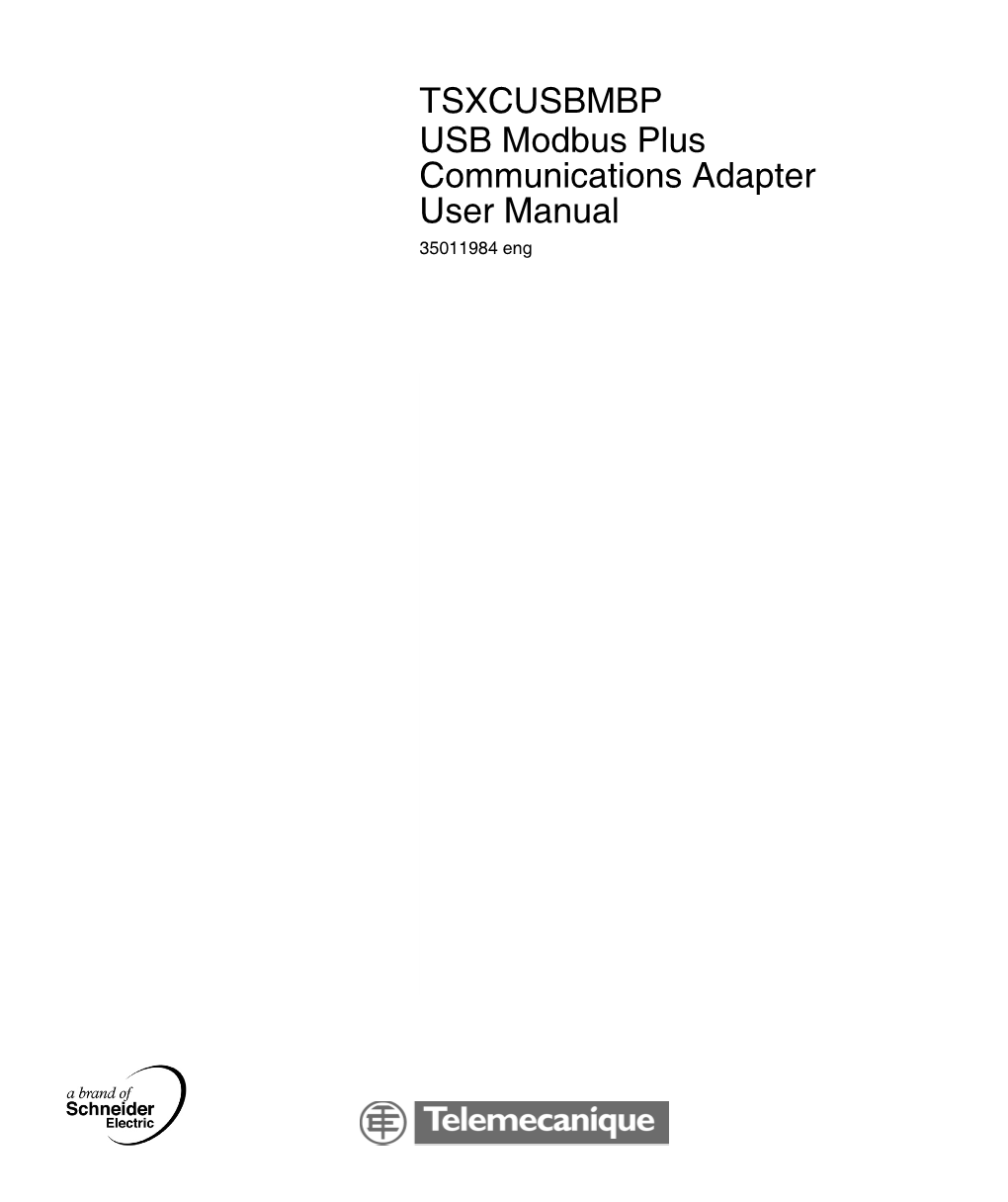 TSXCUSBMBP USB Modbus Plus Communications Adapter User