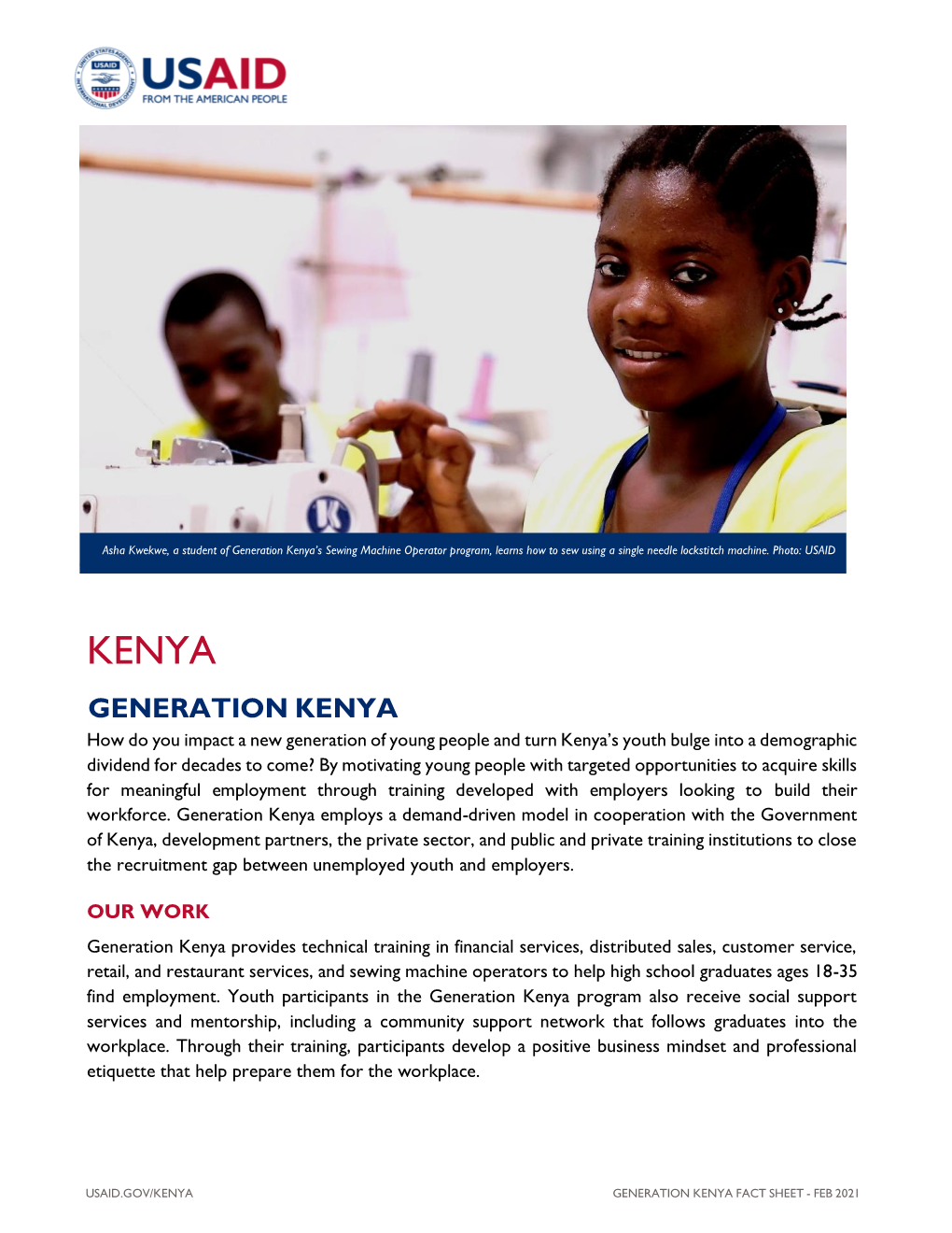 Generation Kenya Fact Sheet - Feb 2021