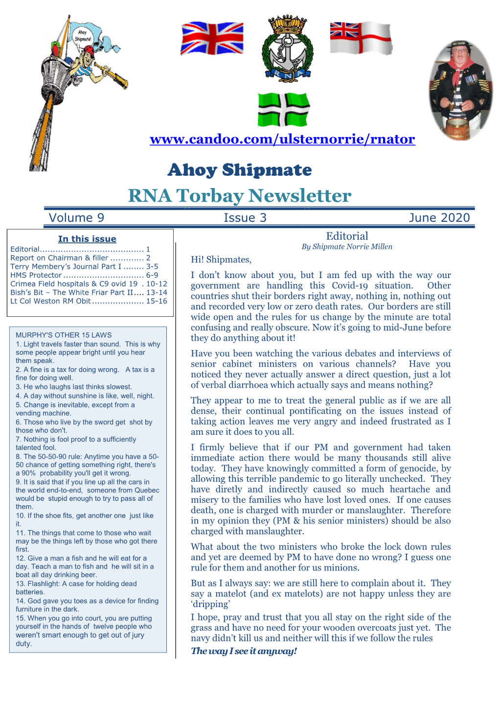 Ahoy Shipmate RNA Torbay Newsletter Volume 9 Issue 3 June 2020