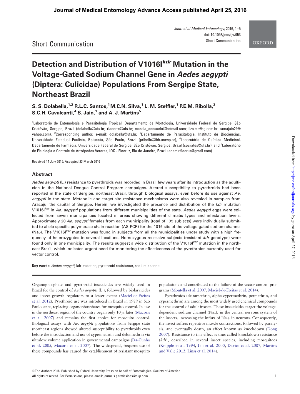 Detection and Distribution of V1016ikdr Mutation in the Voltage