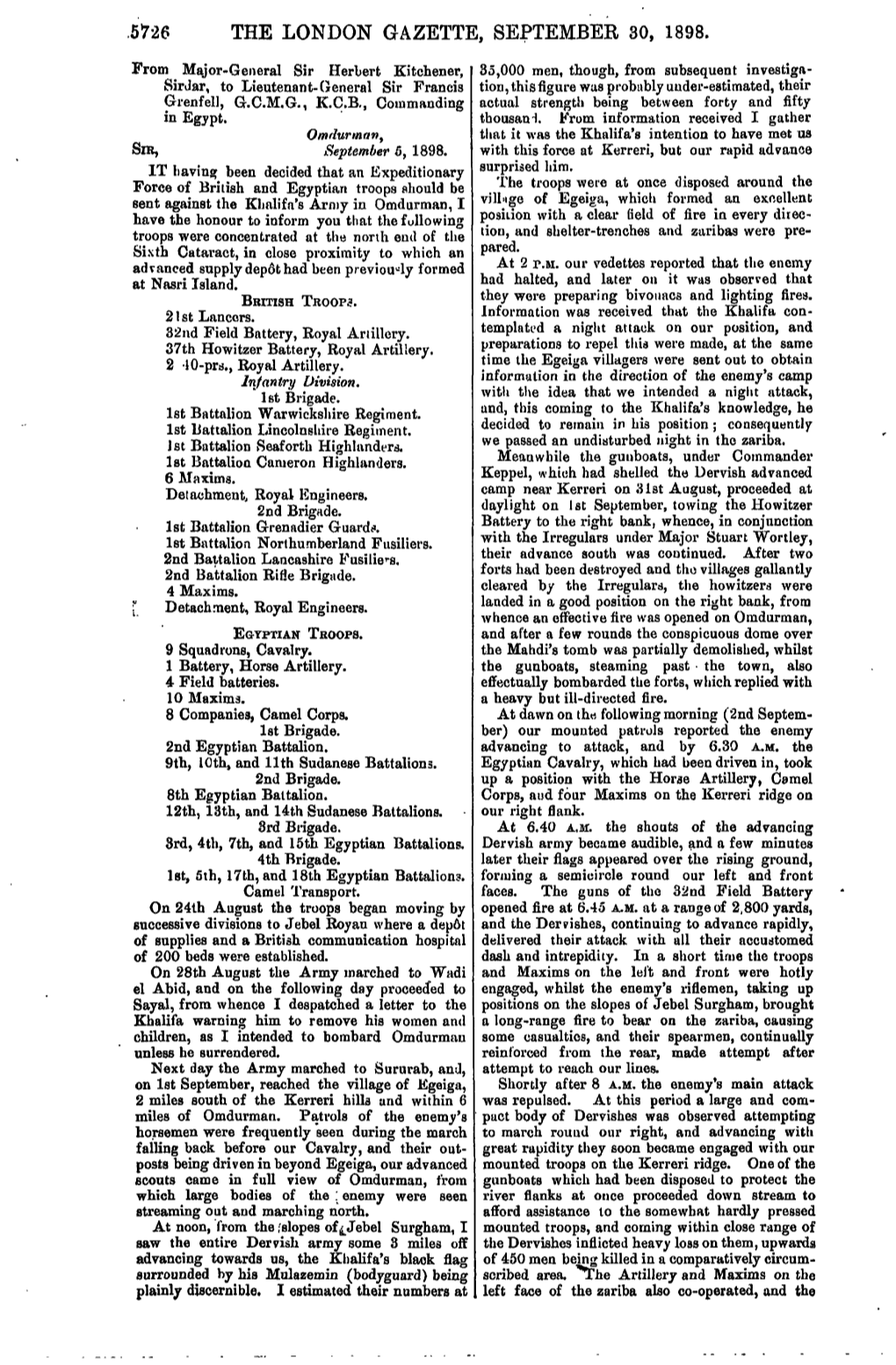 5726 the London Gazette, September 30, 1898