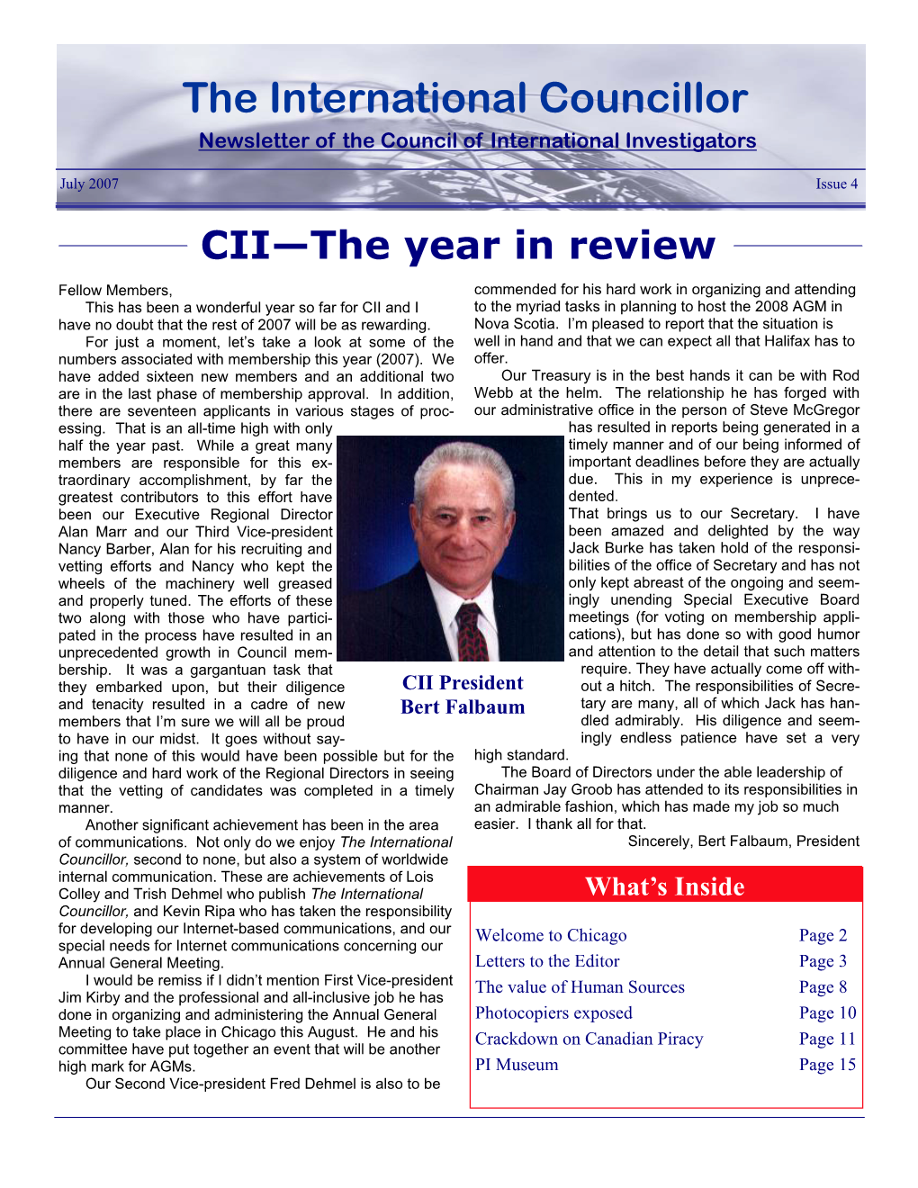 July 2007 Issue 4 CII—The Year in Review