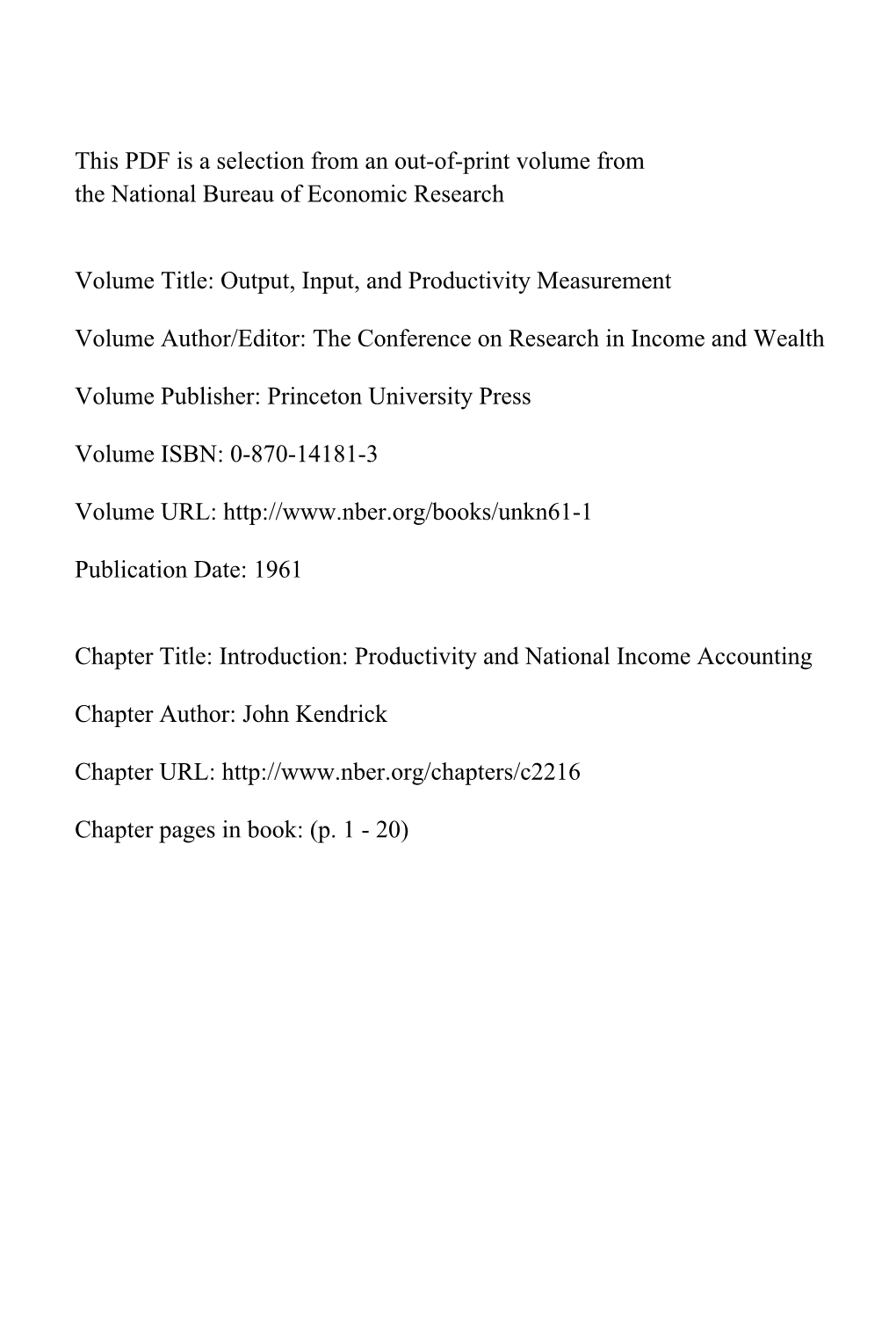 Productivity and National Income Accounting