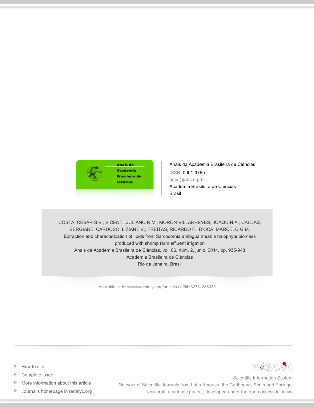 Redalyc.Extraction and Characterization of Lipids From