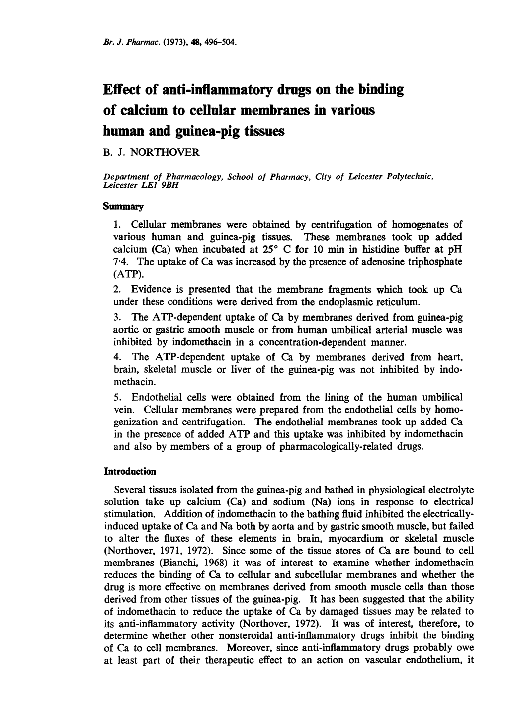 Effect of Anti-Inflammatory Drugs on the Binding of Calcium to Cellular Membranes in Various Human and Guinea-Pig Tissues B