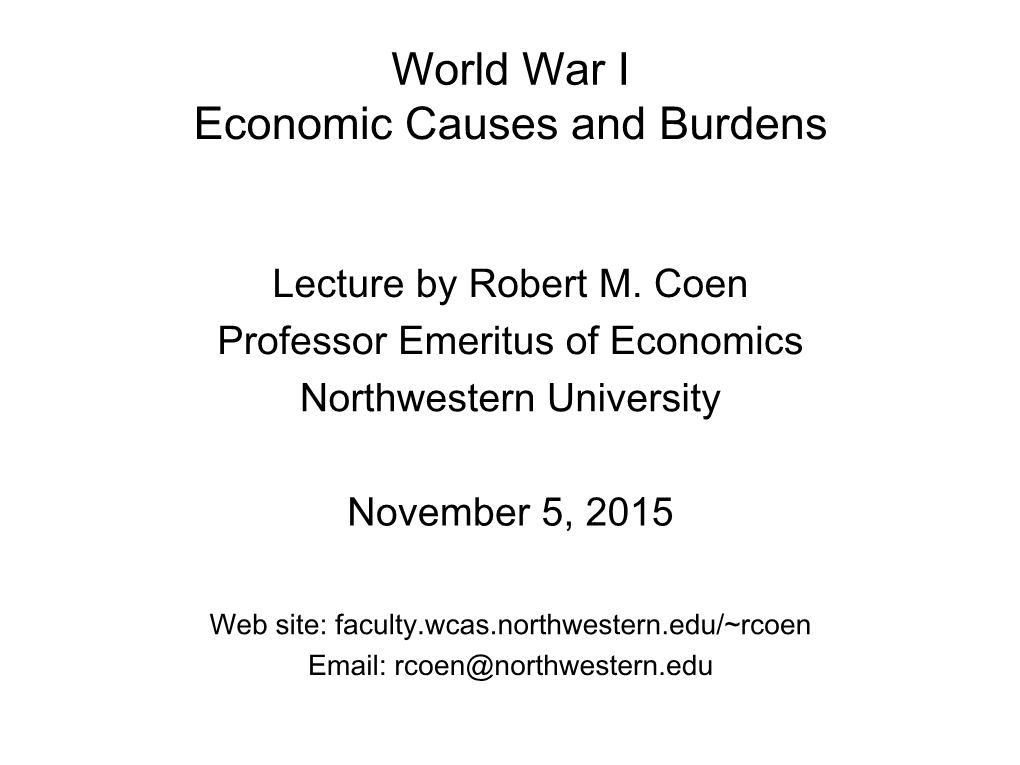 World War I Economic Causes and Burdens