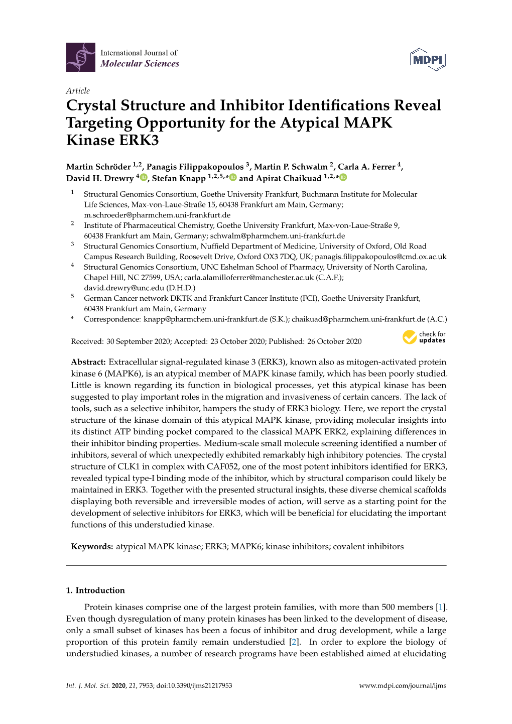 Crystal Structure and Inhibitor Identifications Reveal Targeting