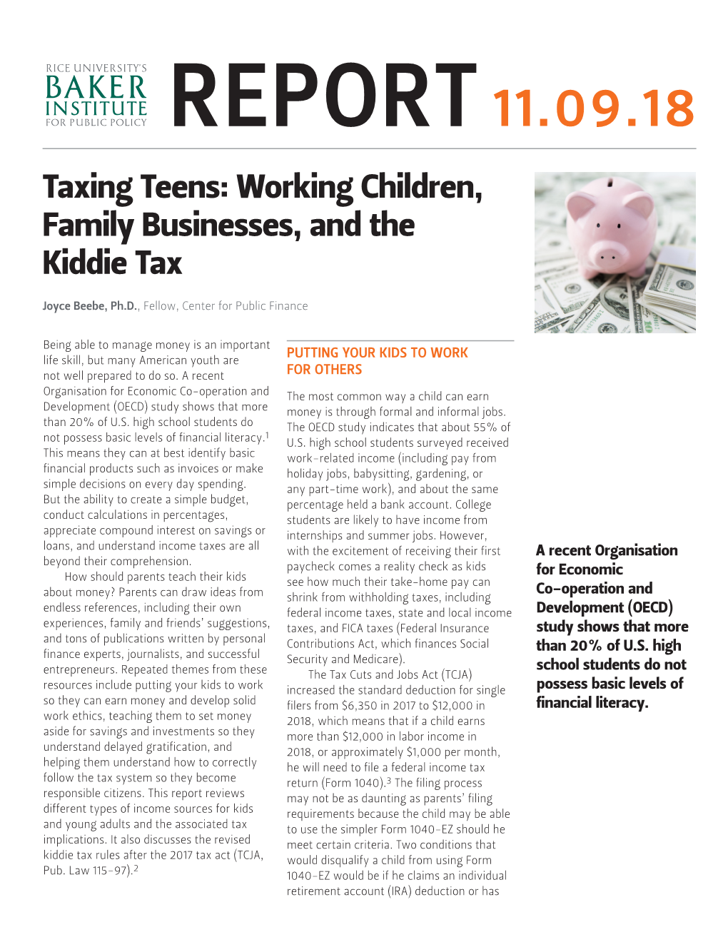 Working Children, Family Businesses, and the Kiddie Tax