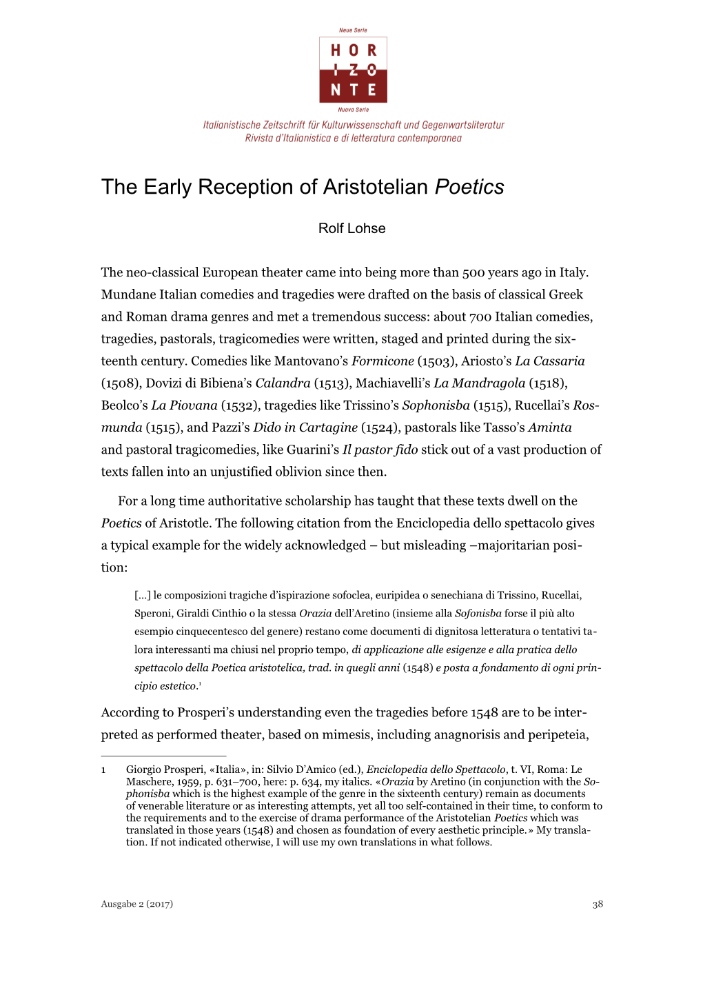 The Early Reception of Aristotelian Poetics