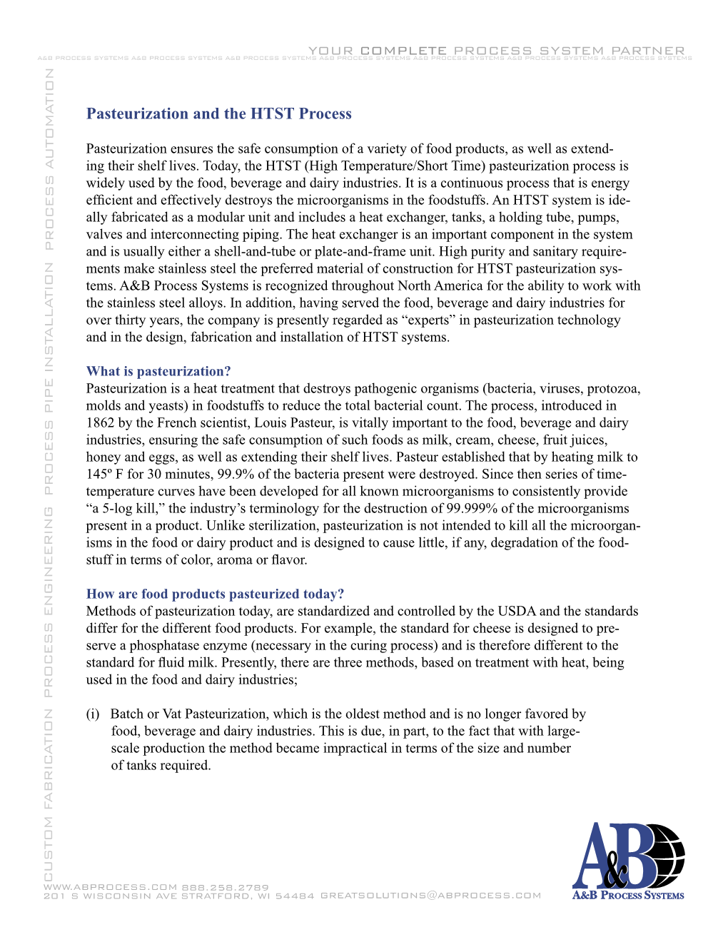 Pasteurization and the HTST Process