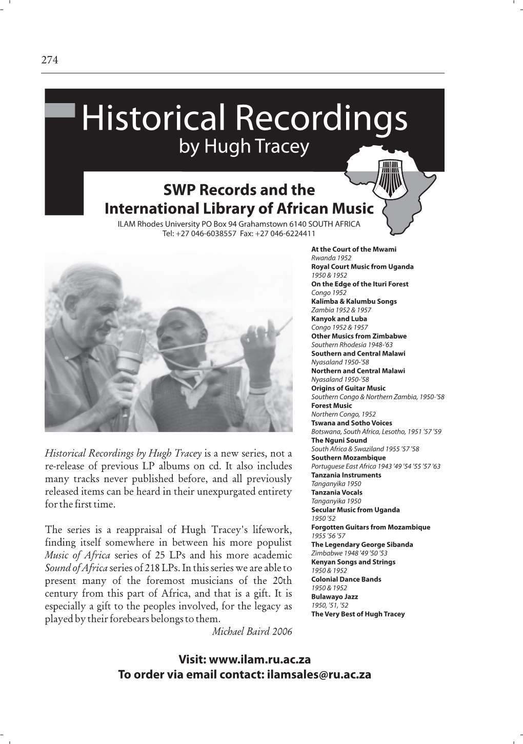 Historical Recordings by Hugh Tracey