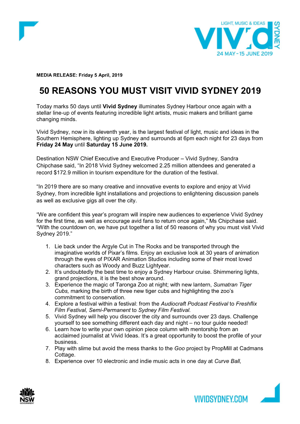 50 Reasons You Must Visit Vivid Sydney 2019