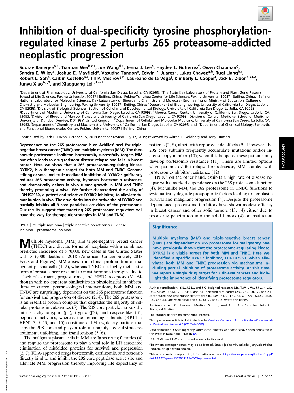 Inhibition of Dual-Specificity Tyrosine Phosphorylation-Regulated Kinase 2