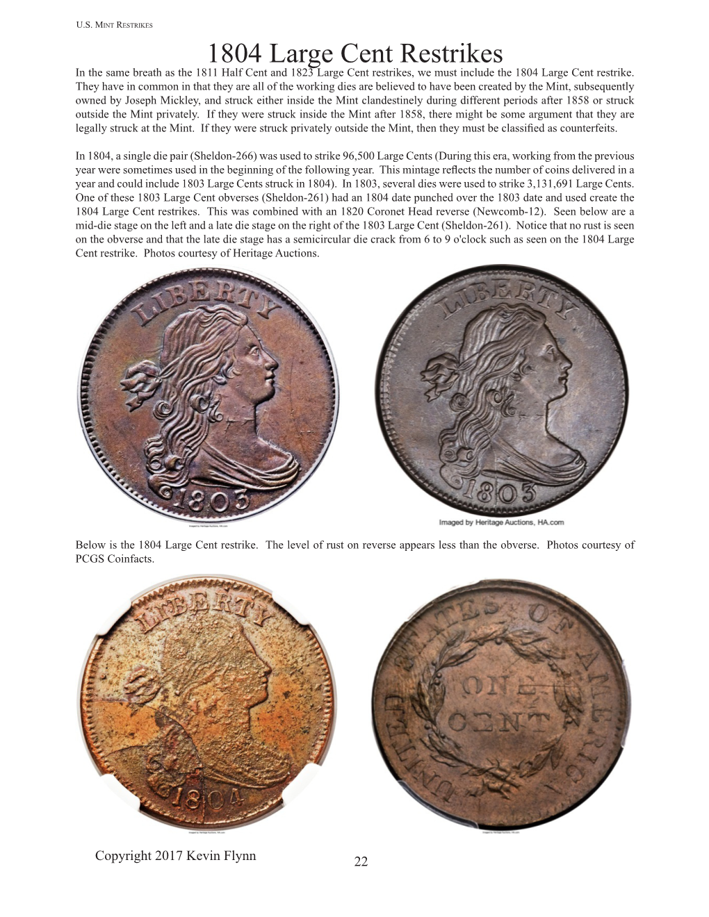 1804 Large Cent Restrikes in the Same Breath As the 1811 Half Cent and 1823 Large Cent Restrikes, We Must Include the 1804 Large Cent Restrike
