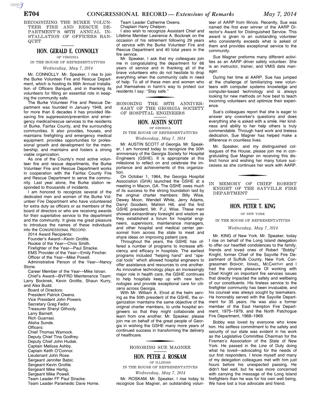 E704 CONGRESSIONAL RECORD — Extensions of Remarks May 7, 2014 RECOGNIZING the BURKE VOLUN- Team Leader Catherine Owens