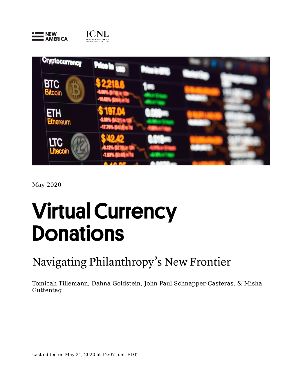 Virtual Currency Donations