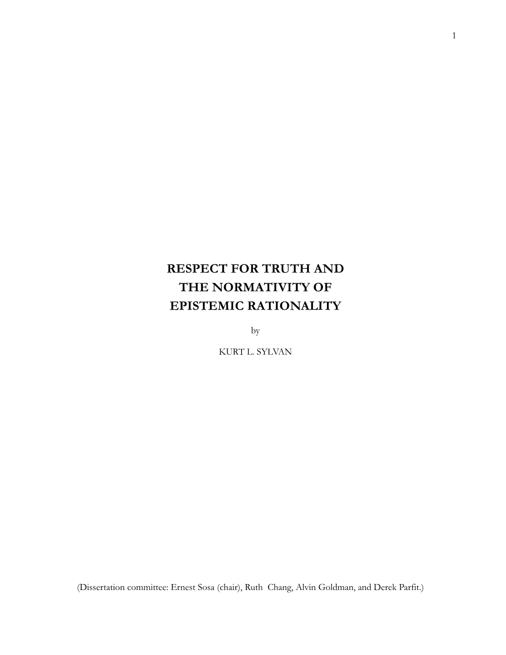 Respect for Truth and the Normativity of Epistemic Rationality