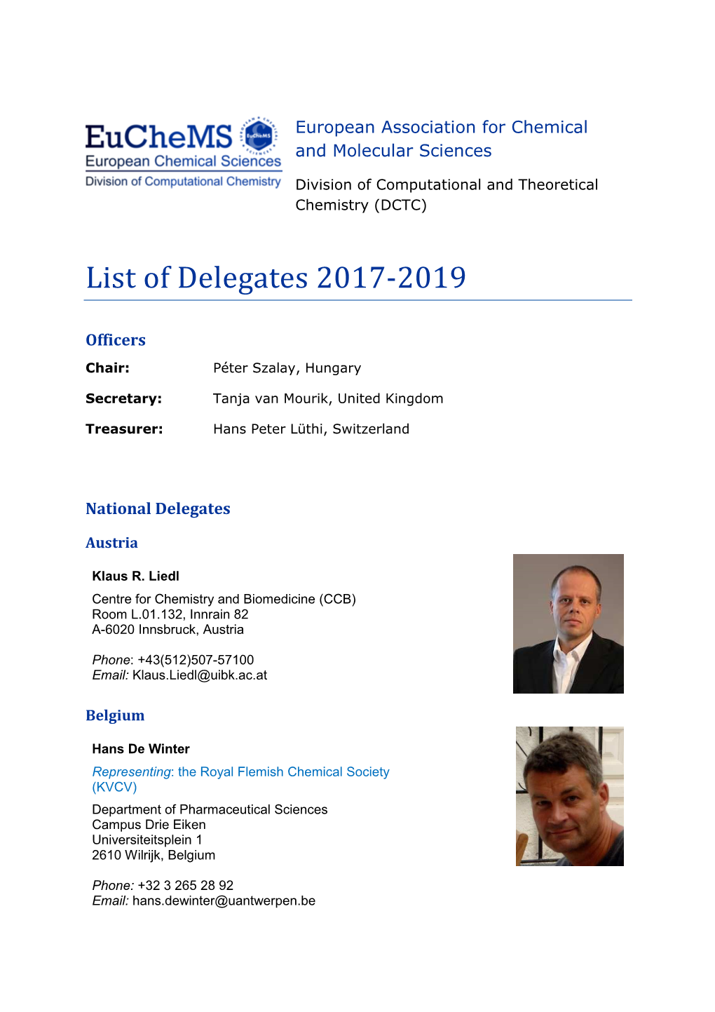 List of Delegates 2017-2019