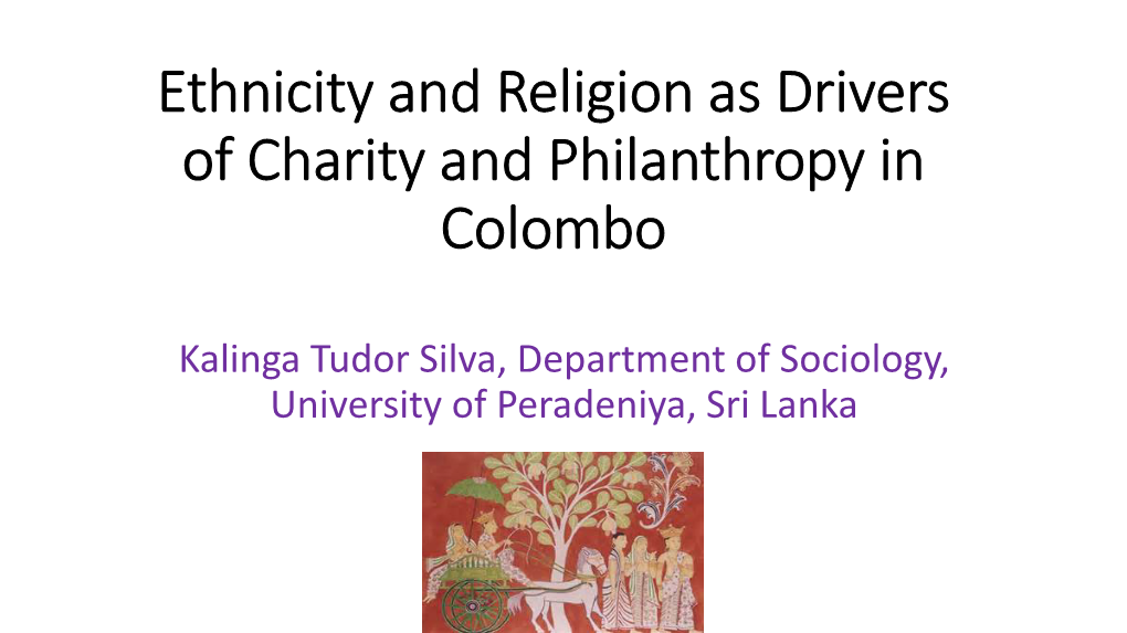 Ethnicity and Religion As Drivers of Charity and Philanthropy in Colombo