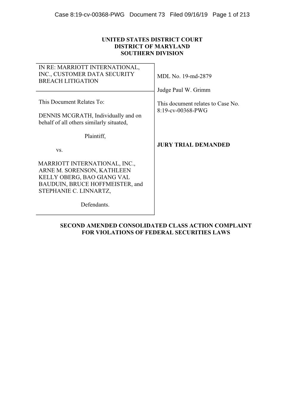 Case 8:19-Cv-00368-PWG Document 73 Filed 09/16/19 Page 1 of 213