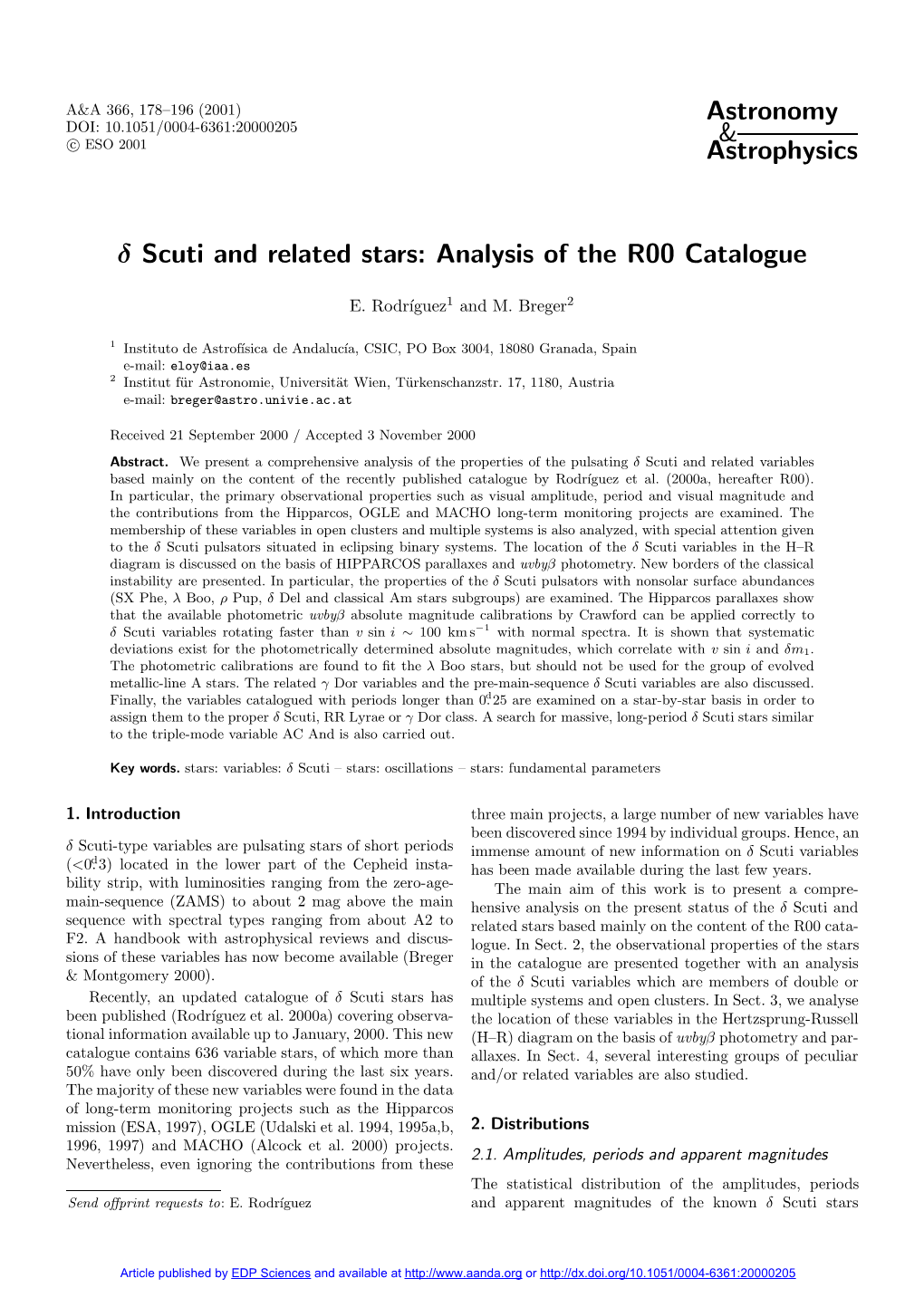 Δ Scuti and Related Stars: Analysis of the R00 Catalogue