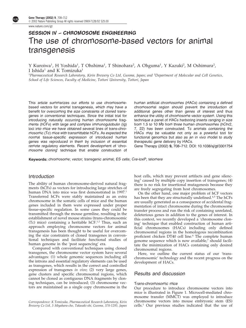 The Use of Chromosome-Based Vectors for Animal Transgenesis