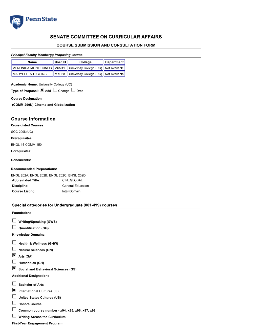 COMM 290N / SOC 290N Cinema and Globalization