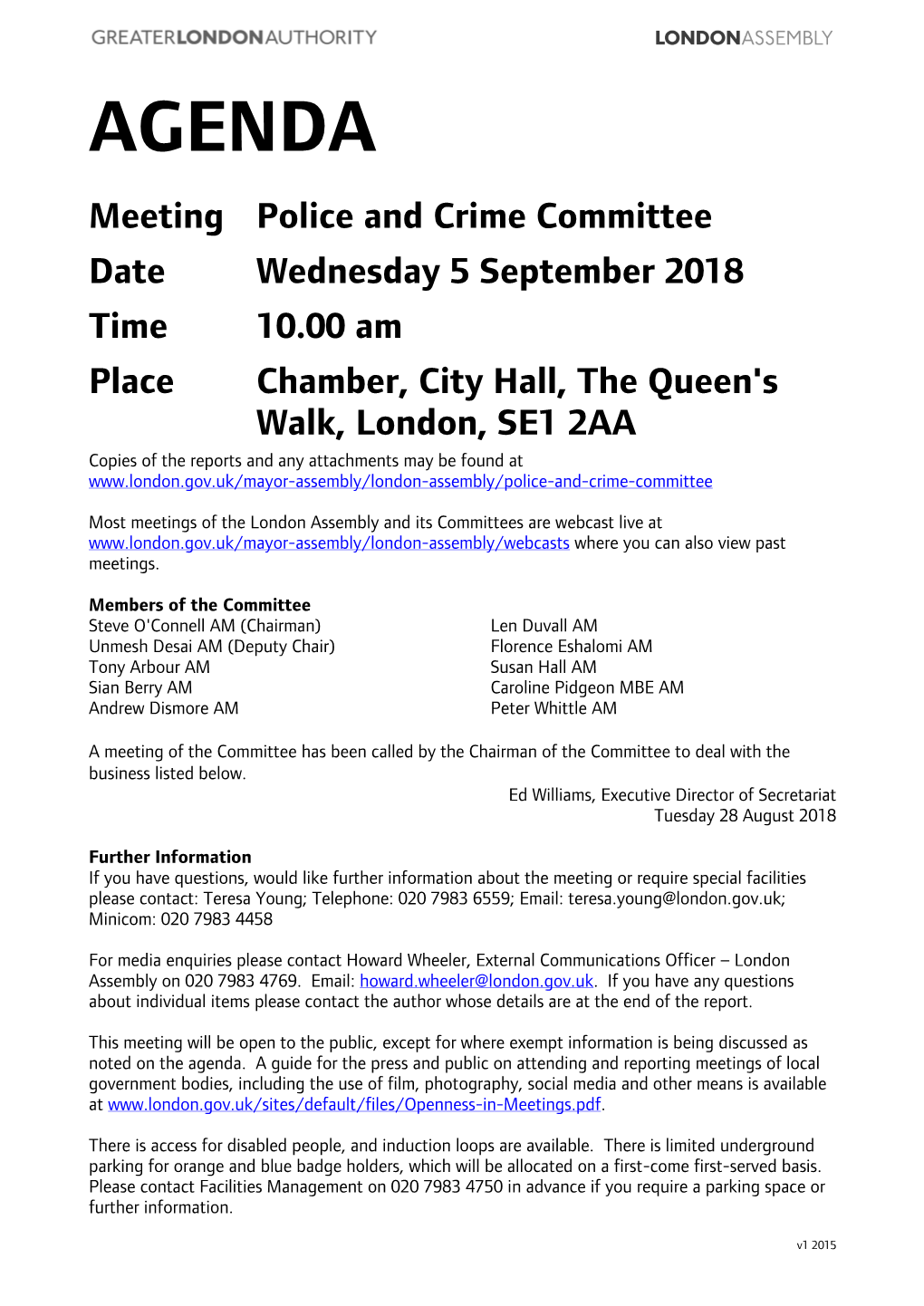 (Public Pack)Agenda Document for Police and Crime Committee, 05/09