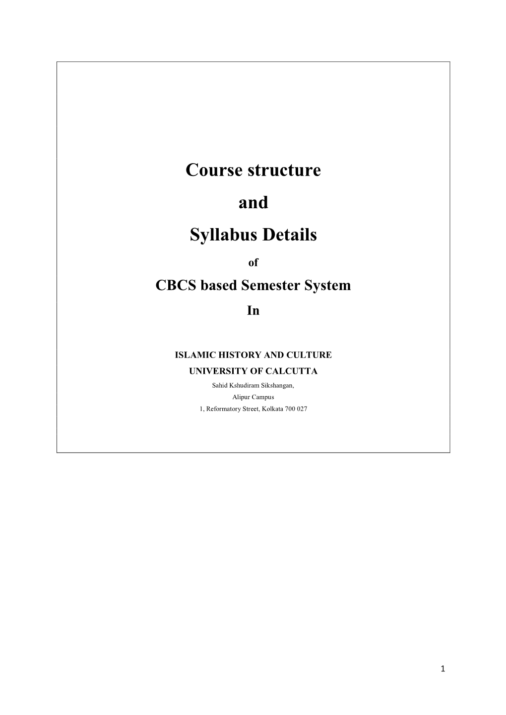 Course Structure and Syllabus Details