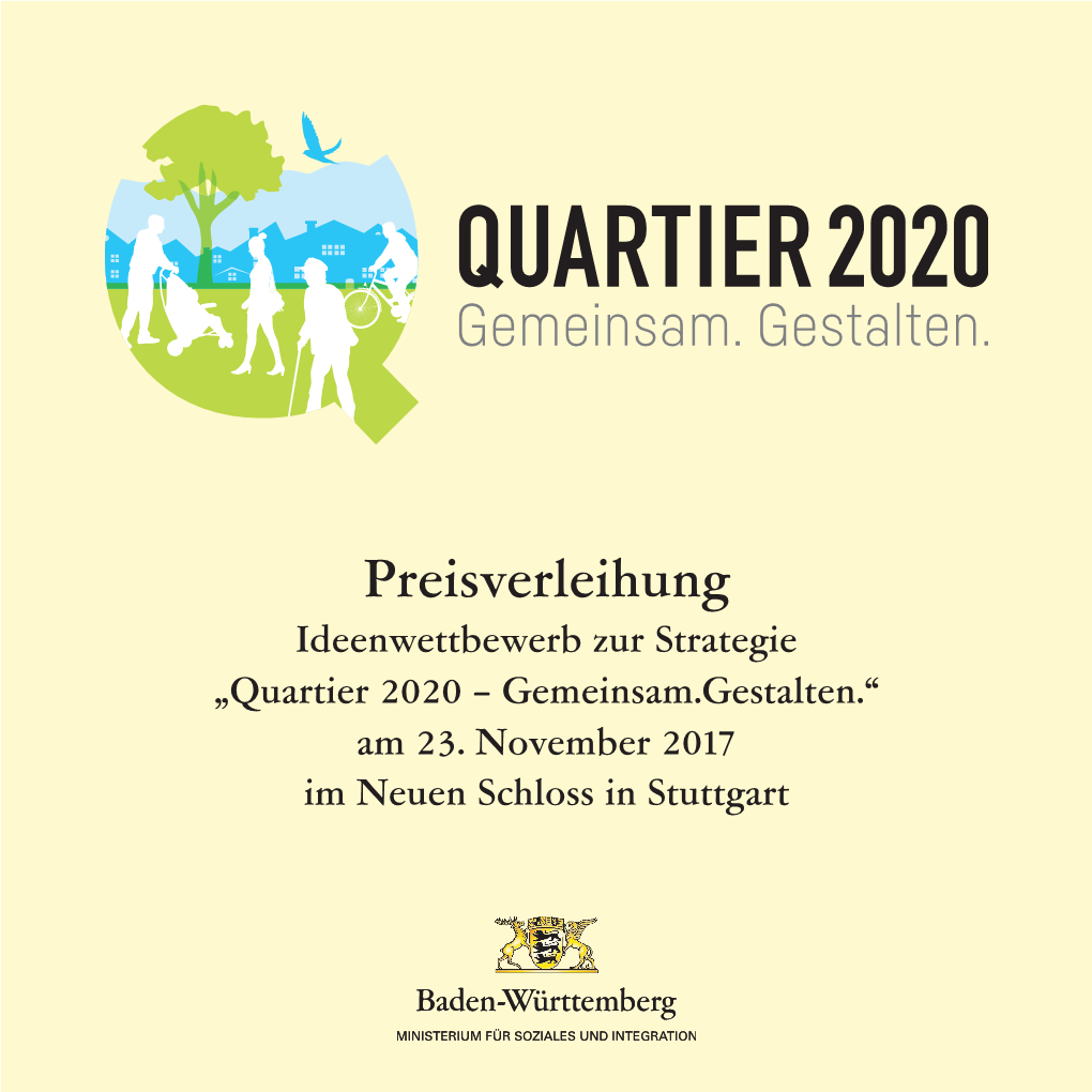 Preisverleihung Ideenwettbewerb Zur Strategie „Quartier 2020 – Gemeinsam.Gestalten.“ Am 23