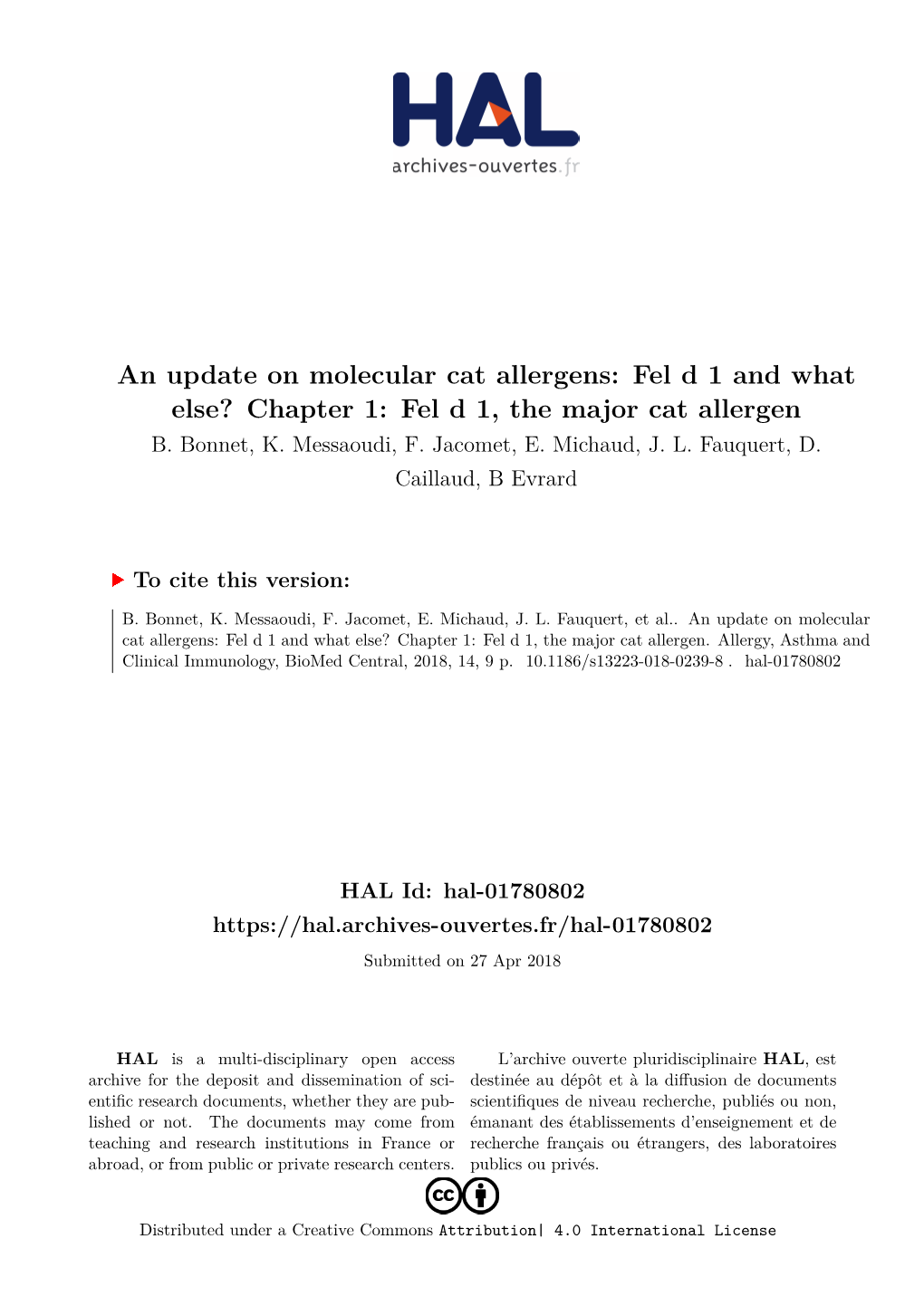 Fel D 1, the Major Cat Allergen B