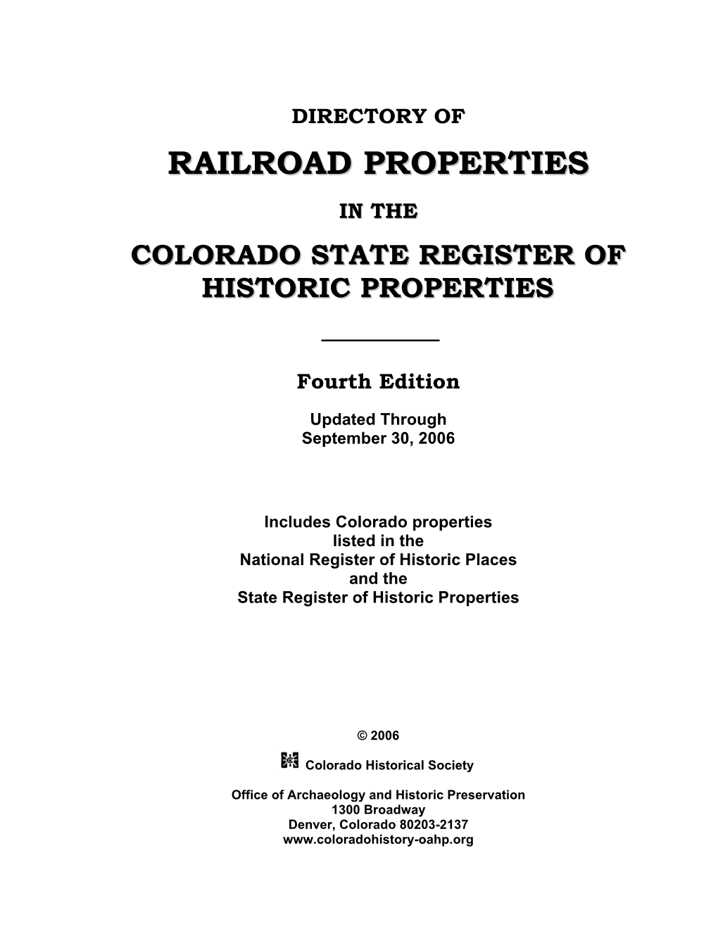 Railroad Properties in the State Register