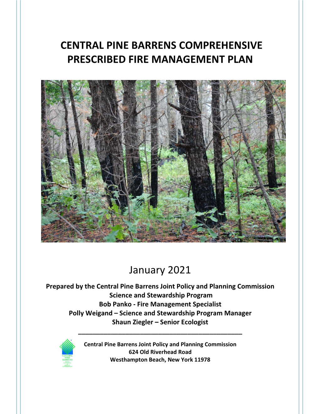 Central Pine Barrens Comprehensive Prescribed Fire Management Plan