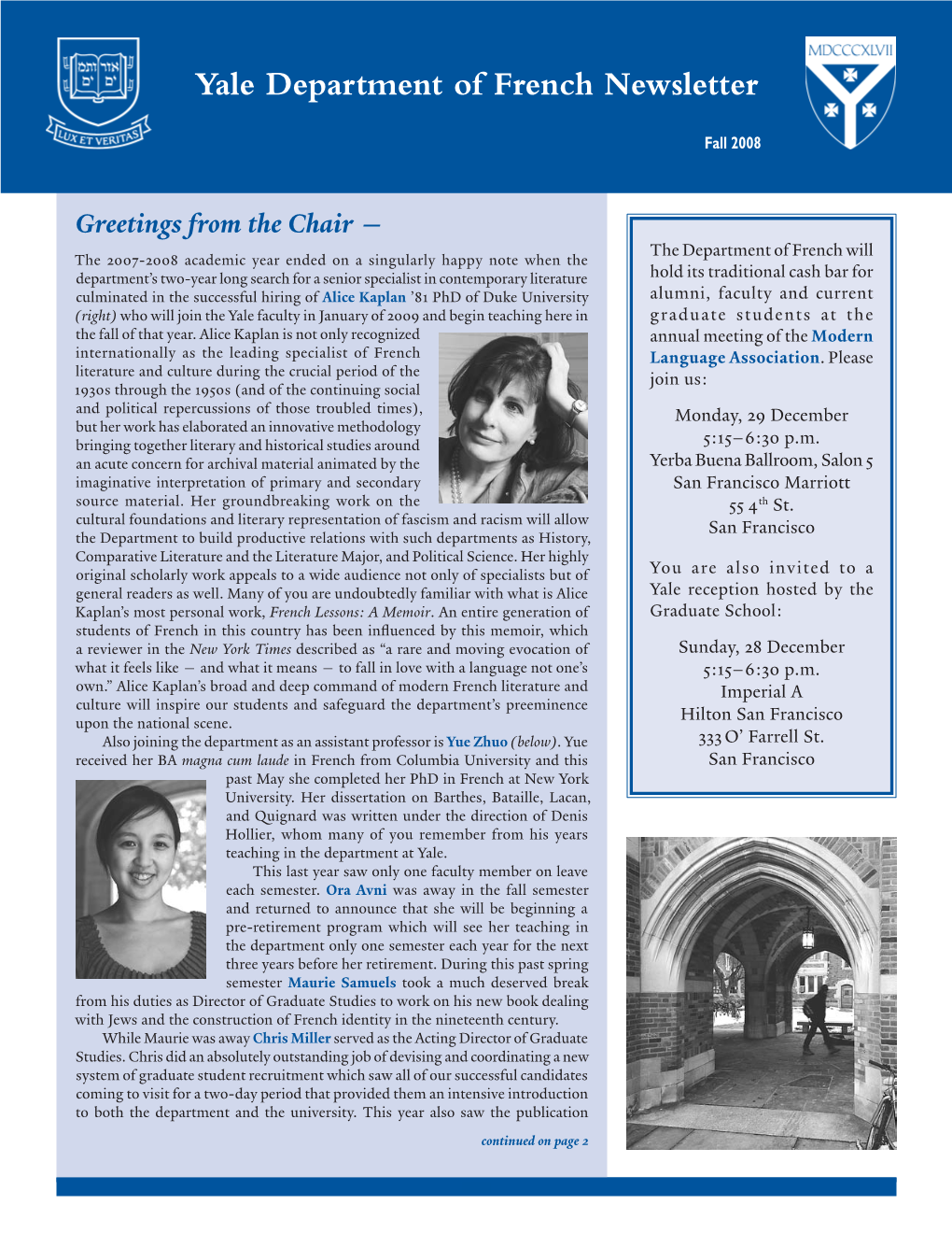 Yale Department of French Newsletter