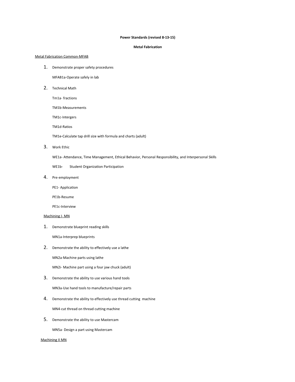 Power Standards (Revised 8-13-15)