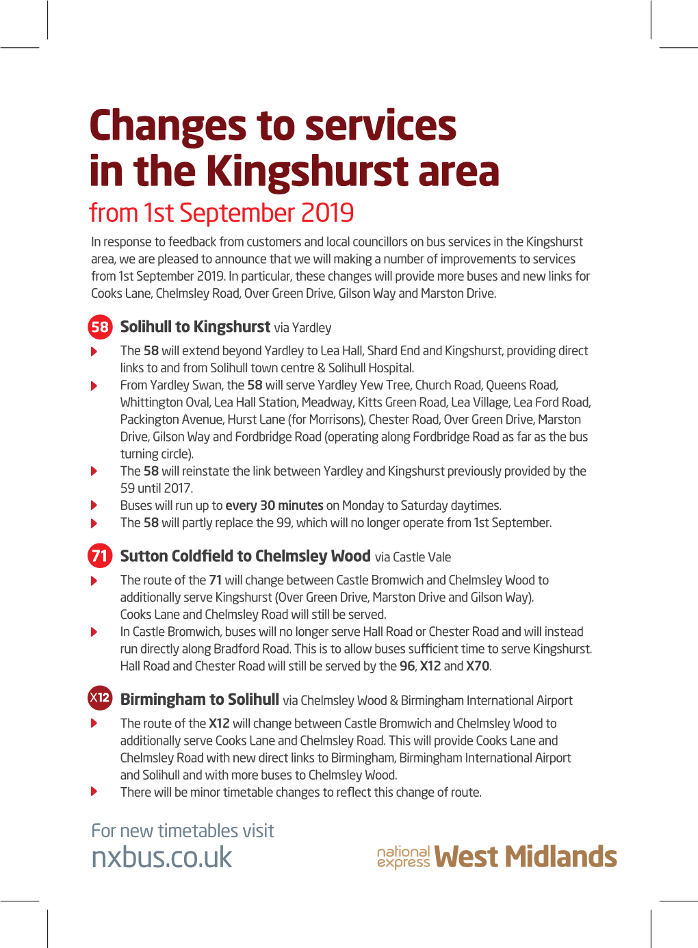 DS96- A5 Kingshurst Service Changes Print Ready NO Eyelet