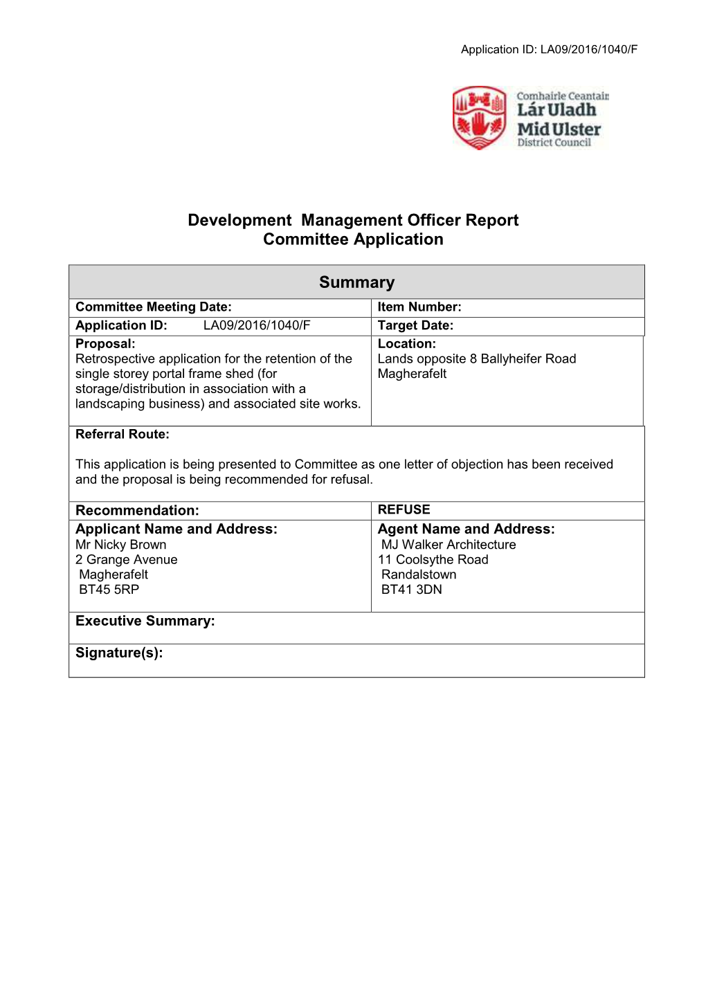 Development Management Officer Report Committee Application