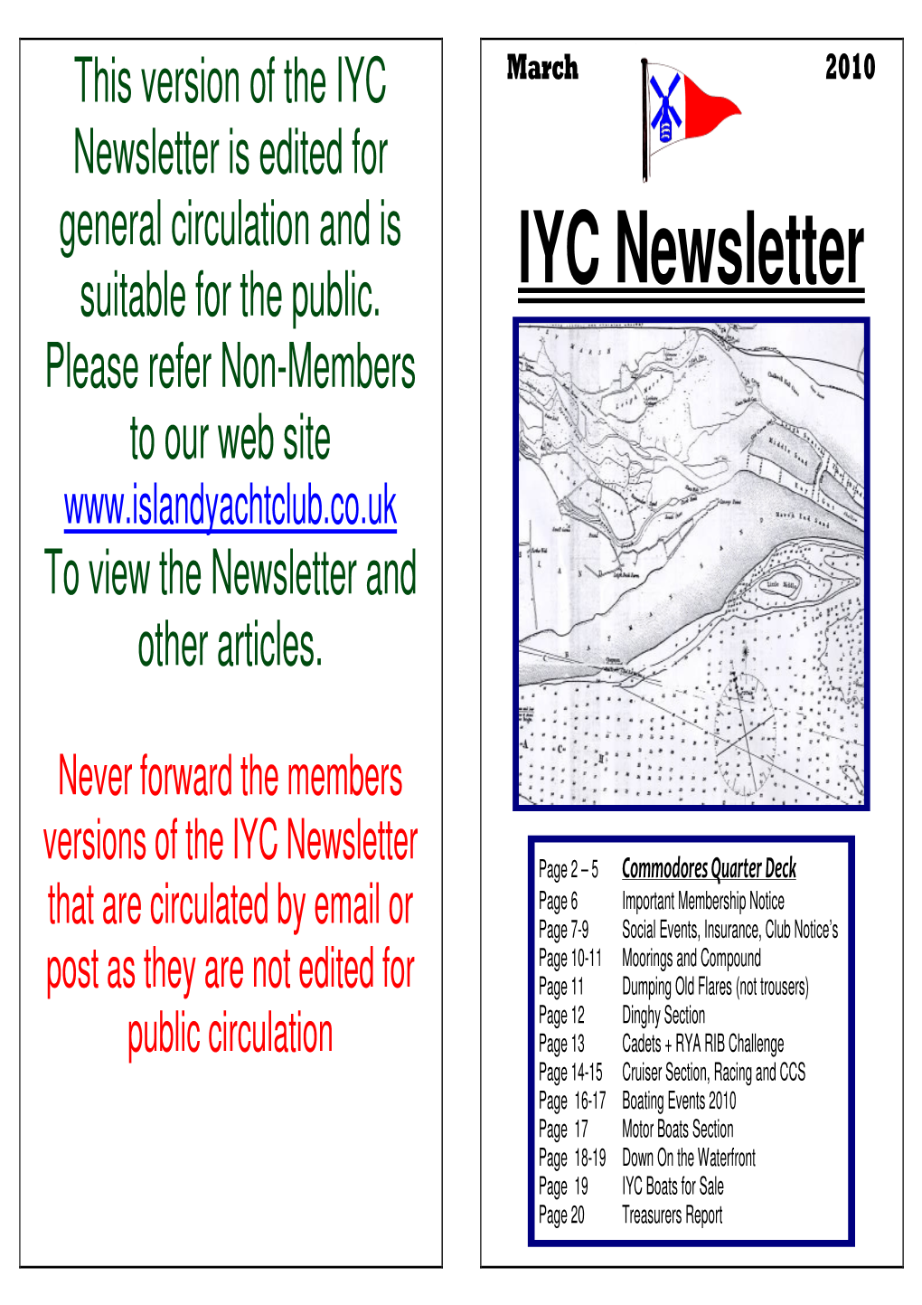 IYC Newsletter Please Refer Non-Members to Our Web Site to View the Newsletter and Other Articles