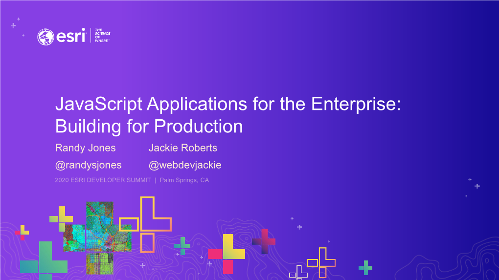 Javascript Applications for the Enterprise: Building for Production Randy Jones Jackie Roberts @Randysjones @Webdevjackie Reduce Image Size Gzip