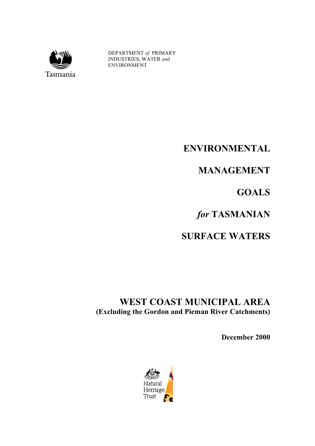 Table 1: Proposed Pevs for Waterways Within