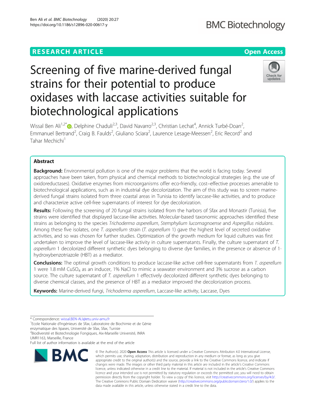 Screening of Five Marine-Derived Fungal Strains for Their Potential To