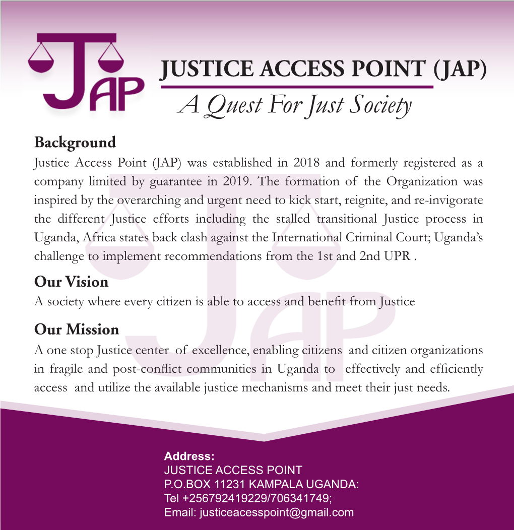 JUSTICE ACCESS POINT (JAP) a Quest for Just Society