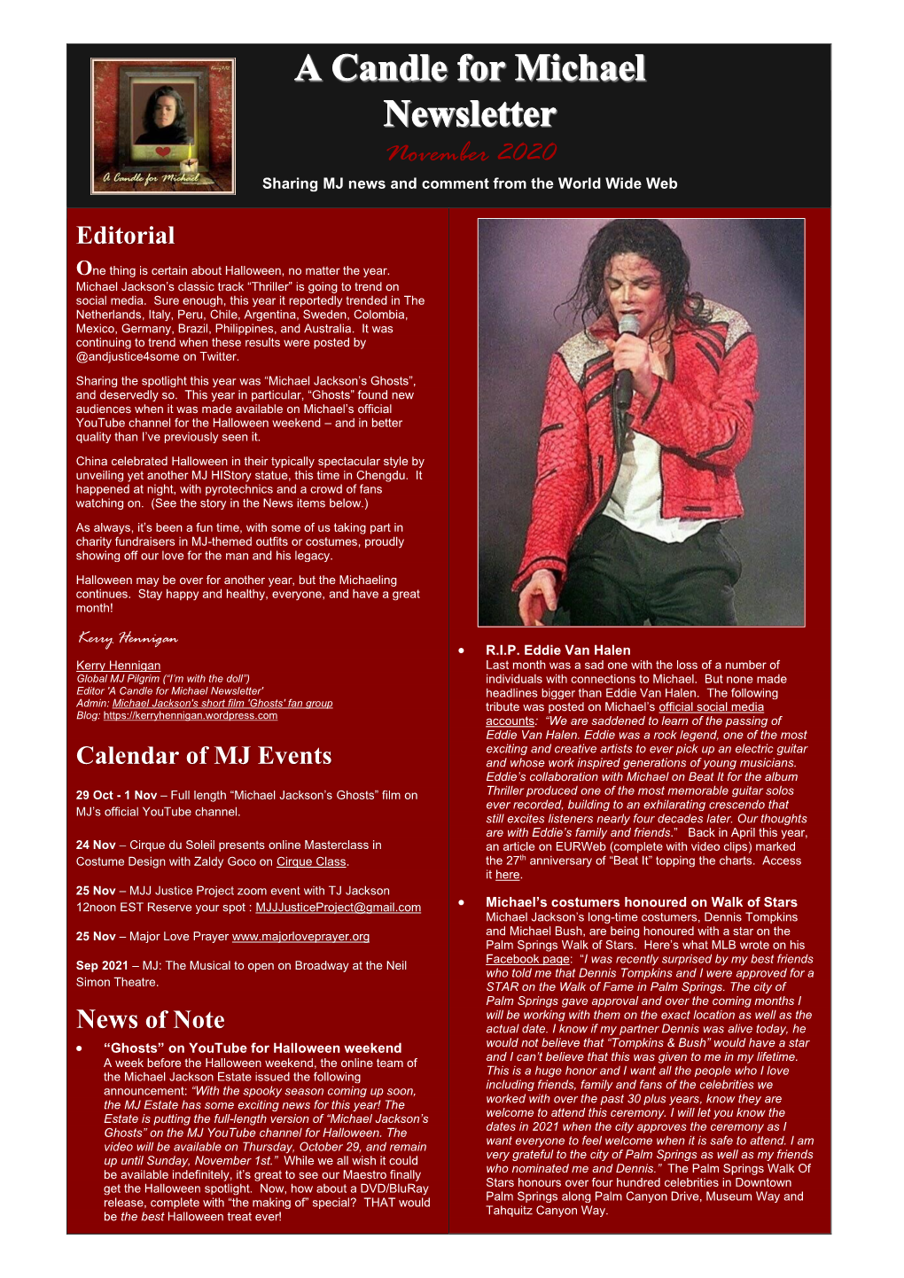November 2020 Sharing MJ News and Comment from the World Wide Web
